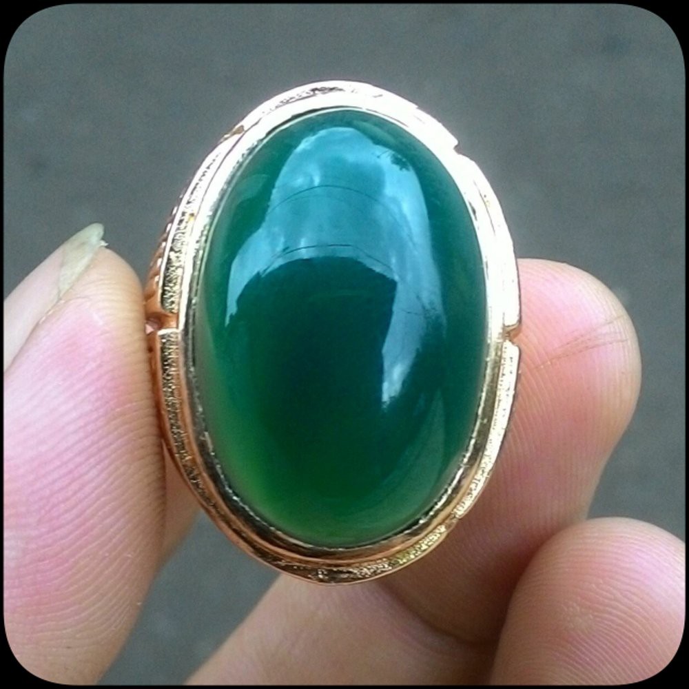 CINCIN NATURAL GREEN CHALCEDONY IJO BOTOL BIG SIZE