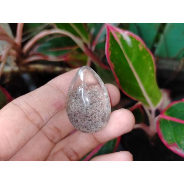 Batu kecubung karang tetes air (batu cincin) liontin