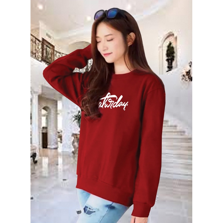 Kaos Lengan Panjang SATURDAY/ Kaos Sweatshirt / Atasan Wanita / Atasan Wanita Lengan Panjang / Atasan Import / Kaos Wanita Blus