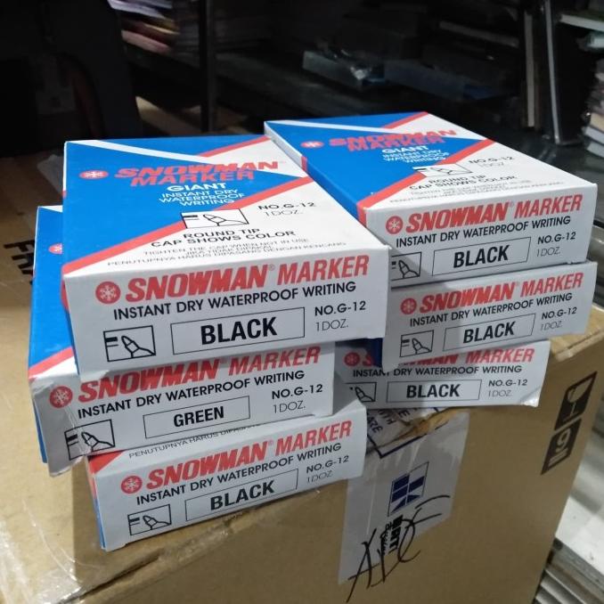 

Office & Stationery | Alat Tulis | Spidol Snowman Marker Permanen Warna Hitam Isi 12 | Best Seller