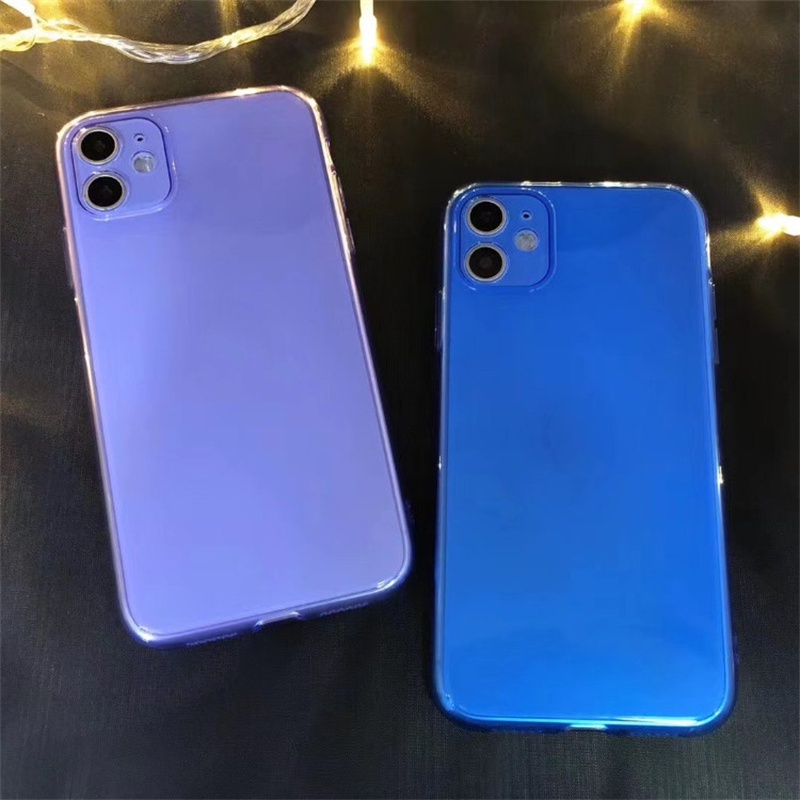 Soft Case Transparan Fluorescent Cover iPhone 13 12 11 Pro X XS Max XR