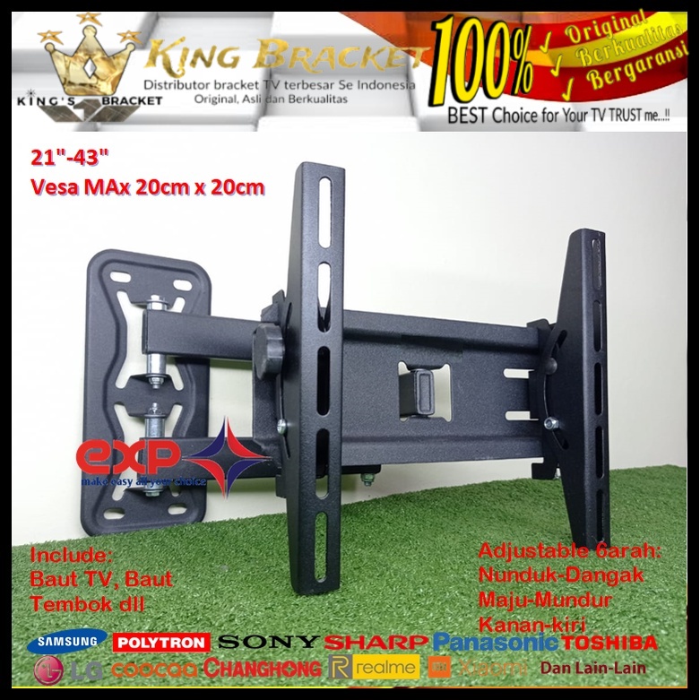 Bracket TV LG 14 s/d 43 inch 6 ARAH FULL BESI SUPER KOKOH GARANSI 100% ORI