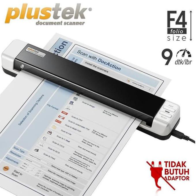 

Scanner Plustek Portable S410 - Folio/F4 - 9Dtk/Lembar Diskon