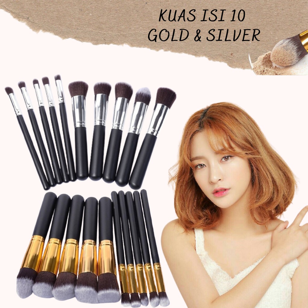 10PCS Set Make Up Brush / Kuas Make Up Kosmetik Wajah Mata Lembut Contour - Kabuki Brush