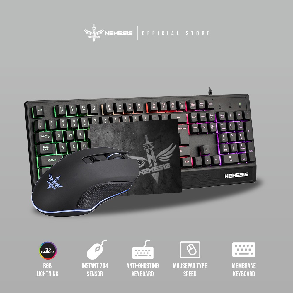 NYK KC-300|KC300 DRAKE Keyboard Mouse GAMING Combo Rainbow Back Light - Full Size