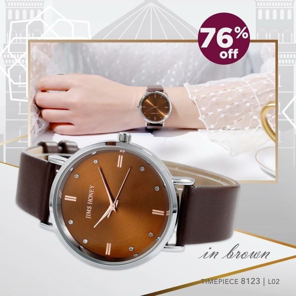 Jam 8123 JIMS HONEY ORIGINAL Jam Tangan Wanita Cewek Keren Analog Elegan Masa Kini Aksesoris Murah-5