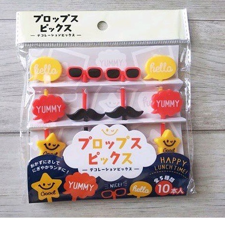 Tusukan Bento Kacamata Kumis Food Pick Garpu Buah Garpu kue