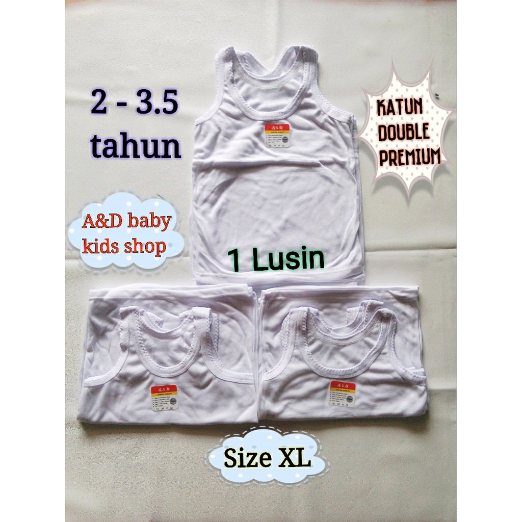 Kaos Dalam Bayi - Singlet Bayi - singlet anak -  1 Lusin - kaos dalam anak Size XL Berkualitas