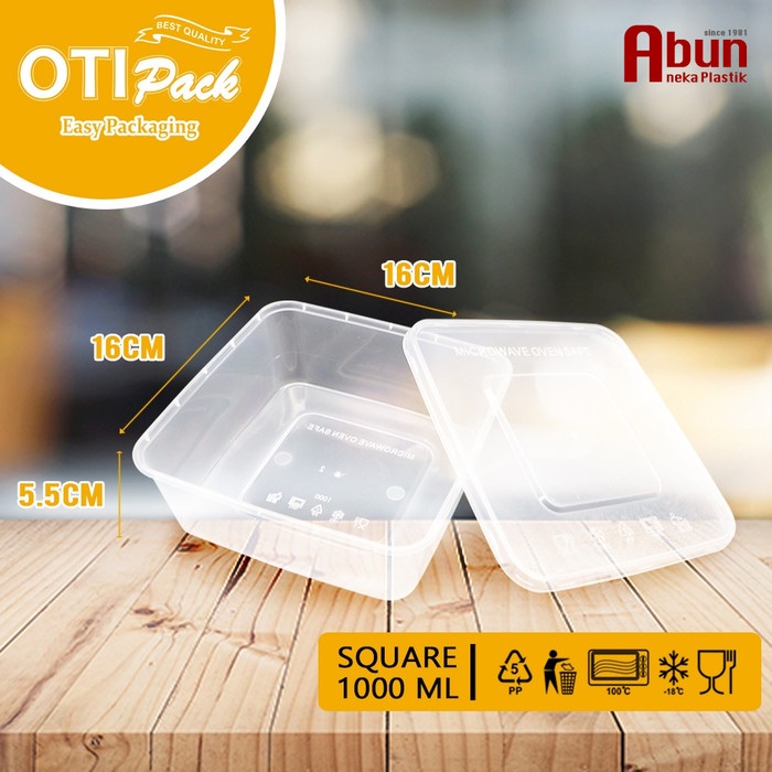 Hadir Thinwall 1000 Ml Square Isi 25Pcs (Dm/Oti) Promo