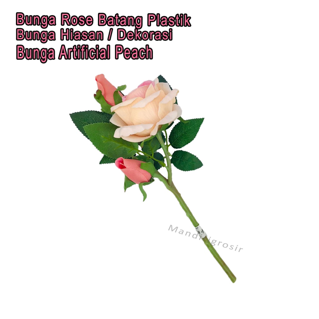 Bunga rose Batang Platik * Bunga Dekorasi * bunga Hias * bunga Artificial * peach