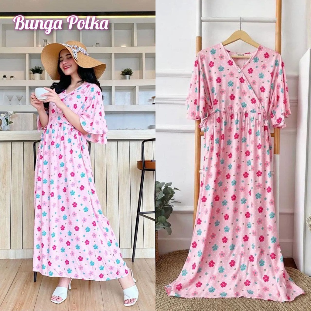 Dress Karen - Dress Kimono Rayon Premium Home Dress Import Busui Fashion Korean Style Midi Dress Kekinian