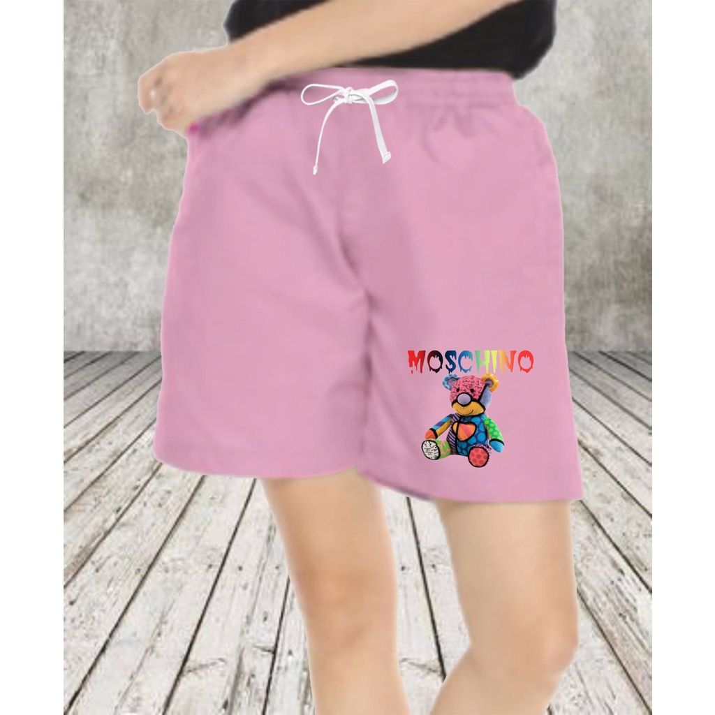 Celana Pendek Santai Wanita / Hot Pants Bahan Katun Dewasa Rainbow Bear