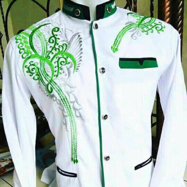 Jasco jas koko putih bordir hijau