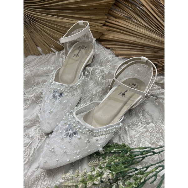 flatshoes wanita Zaneta putih tali