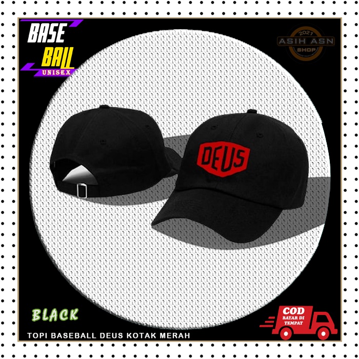 Topi Pria / Topi Baseball / Aksesoris Fashion Cowok Cewek / Topi Distro Pria DEUS UK Hitam Casual Ou