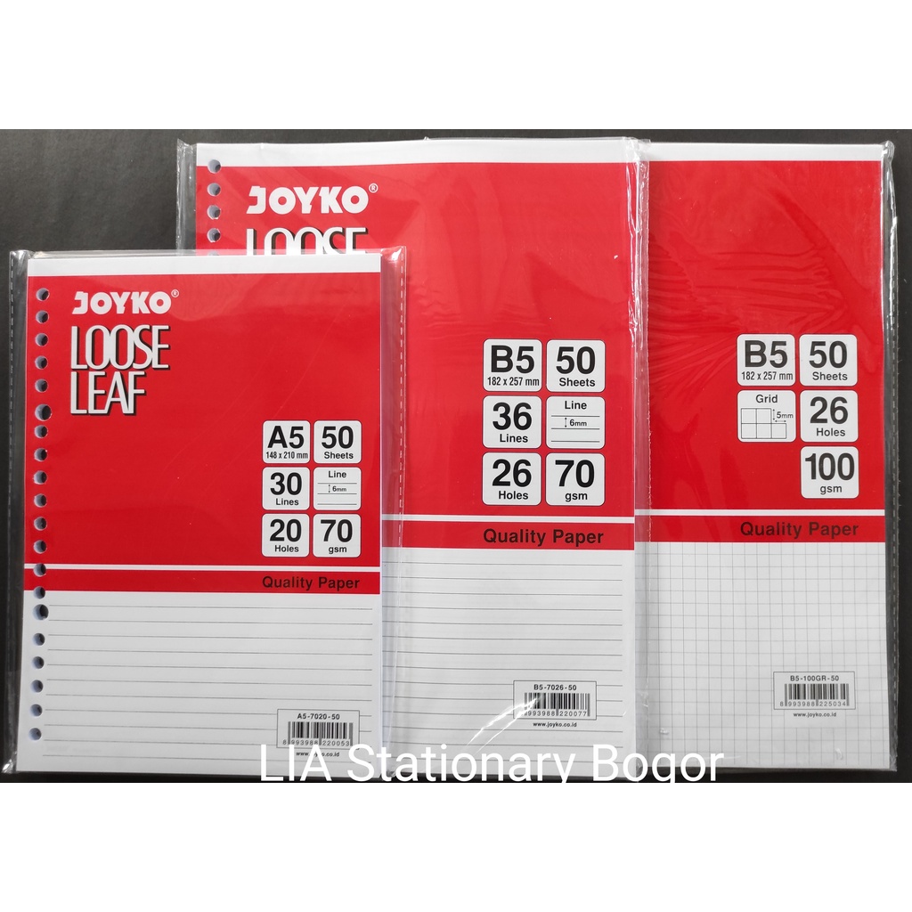 

Kertas Binder Isi Binder A5 50 A5 100 Lembar Garis /B5 50 B5 100 Lembar Garis /B5 50 Lembar Grid Kotak Joyko