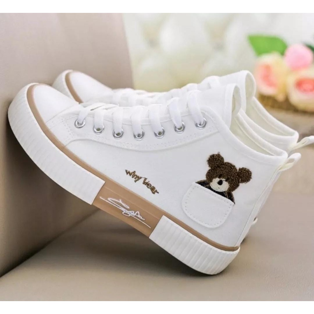 JURAGAN - Sepatu Sneakers Coffee Bears Nude High AS186 #BESTSELLER#-5
