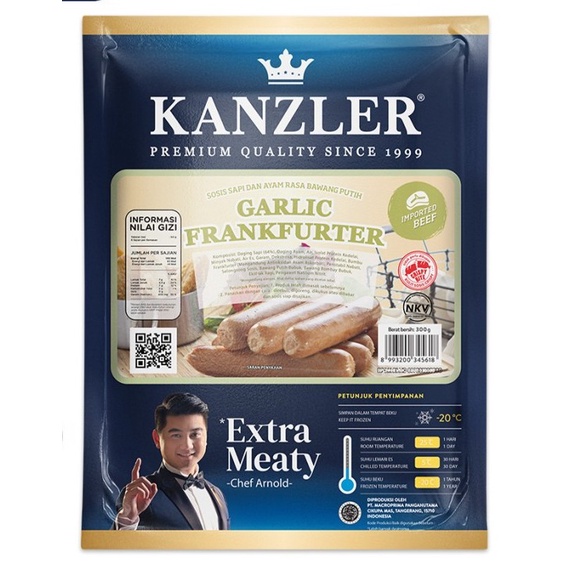 

Kanzler Sosis Garlic Frankfurter 300gr (KHUSUS KURIR INSTANT)