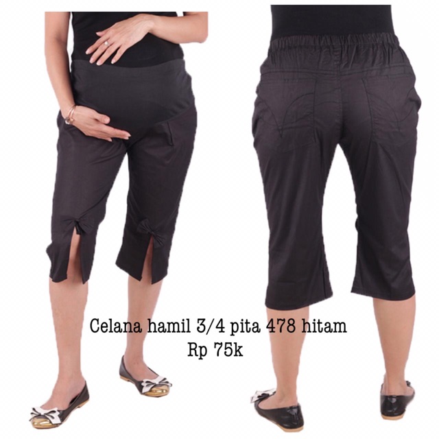 Celana hamil 3/4 pita 478 hitam