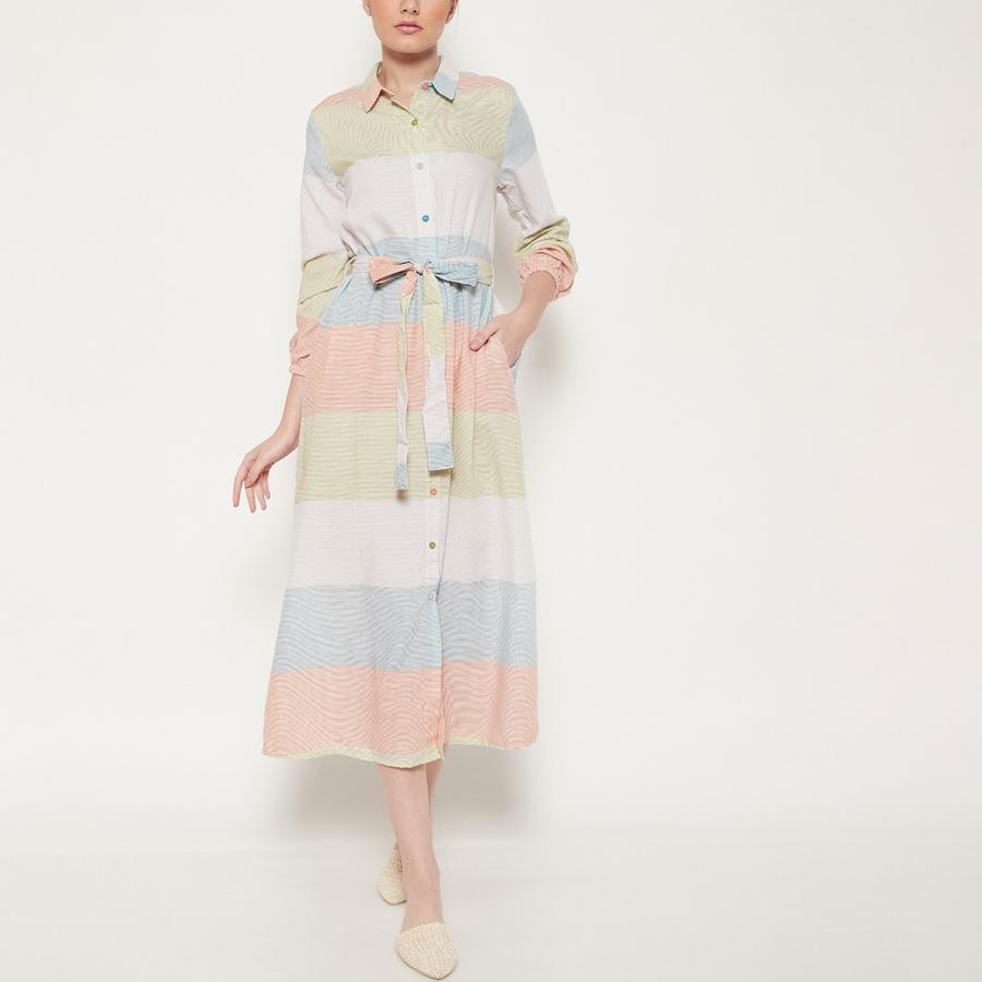 [KODE BARANG 539] GRAPHIS Rainbow Stripe Maxi Dress