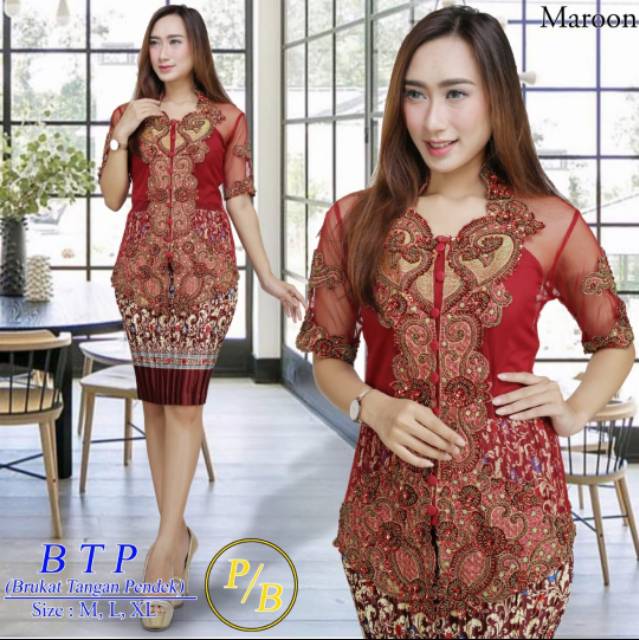 Komplit Stelan kebaya bordir BTP Original Butik