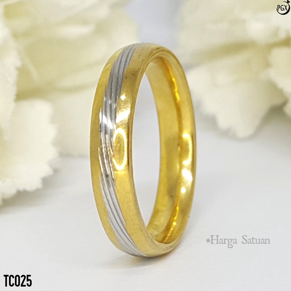 PGX Cincin Titanium Couple Silver Aksesoris Fashion Perhiasan Anti Karat - TC025