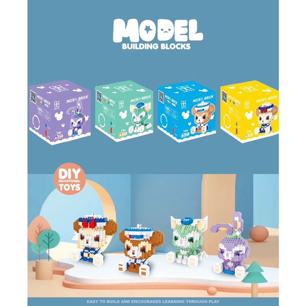 Mainan Balok Bangunan Nano Mini Model Blok Bangunan Kartun Cartoon Cute Small Particle Puzzle