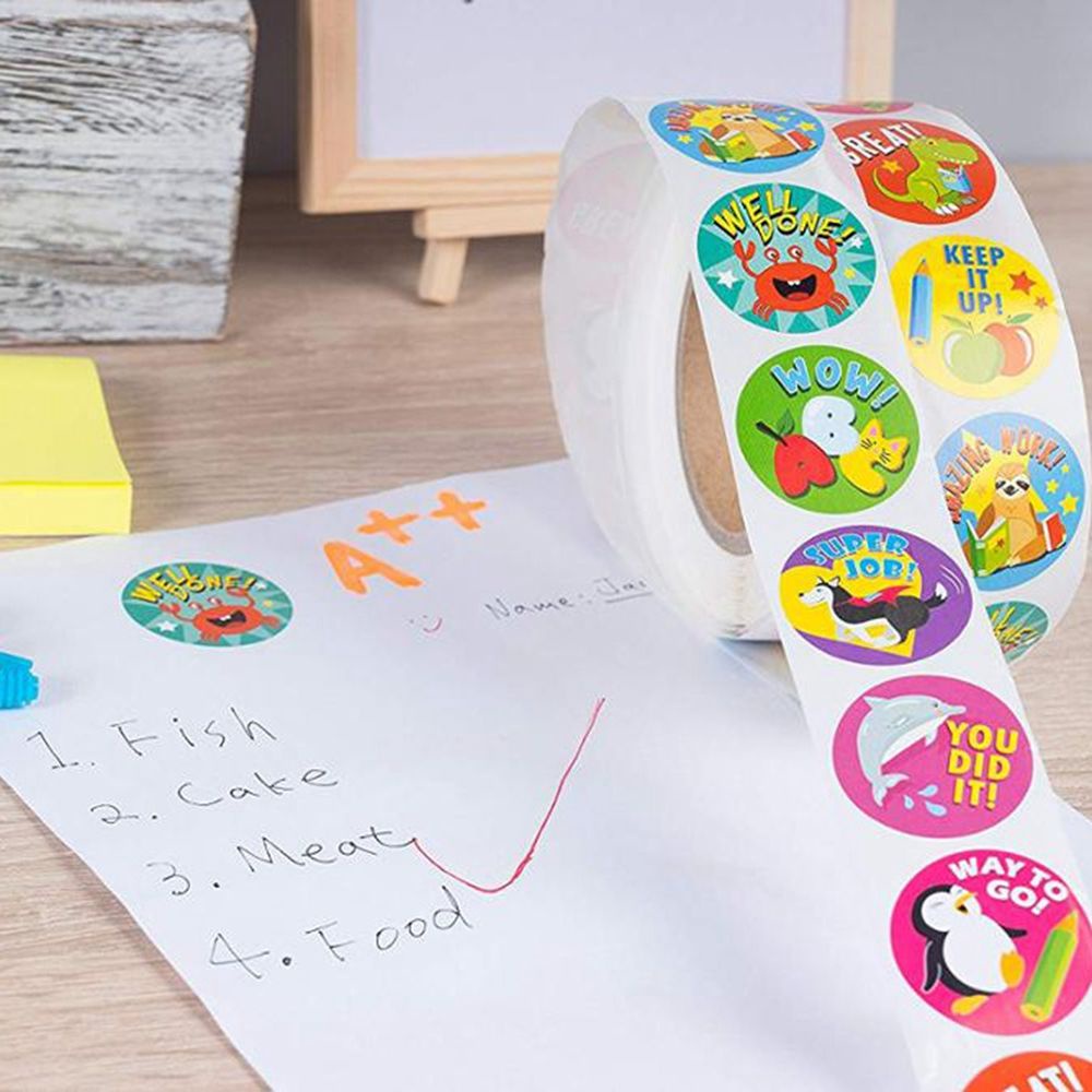 QUINTON small reward stickers motivational school supplies teacher supplies well done school 500pcs/roll students class rewards cute sticker sheets