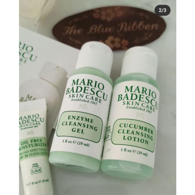 MARIO BADESCU CUCUMBER CLEANSING LOTION , ENZYME CLEANSING GEL &amp; OIL FREE MOISTURIZER SET