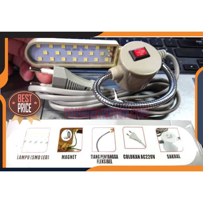 Lampu Led Jahit Sewing Machine Lamp Light LJ-20A Magnetic Pencahayaan SUPER TERANG