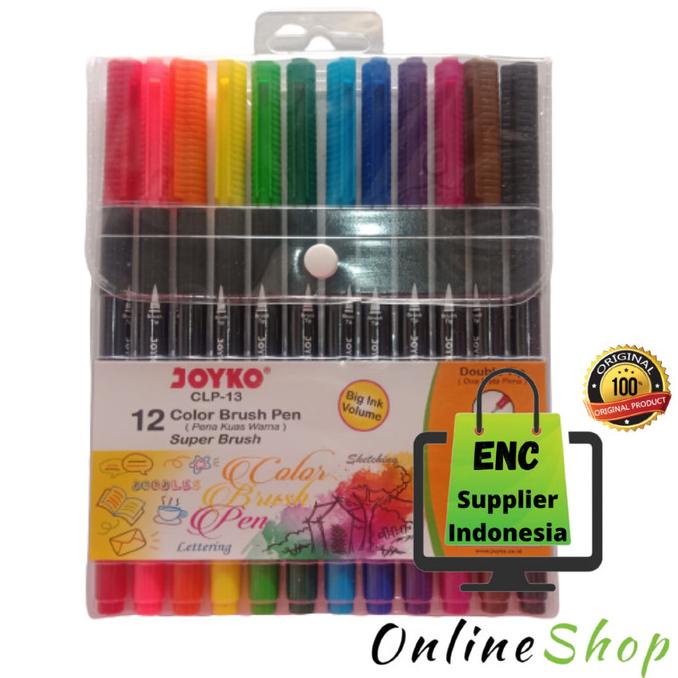 

[[COD]] ENC - brush pen 12 color joyko CLP-13 12w brushpen warna clp 13 / set TERMURAH Kode 955