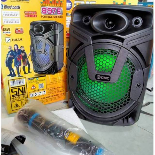 Jual Speaker bluetooth karaoke GMC 897 E gratis mic wireless Shopee Indonesia