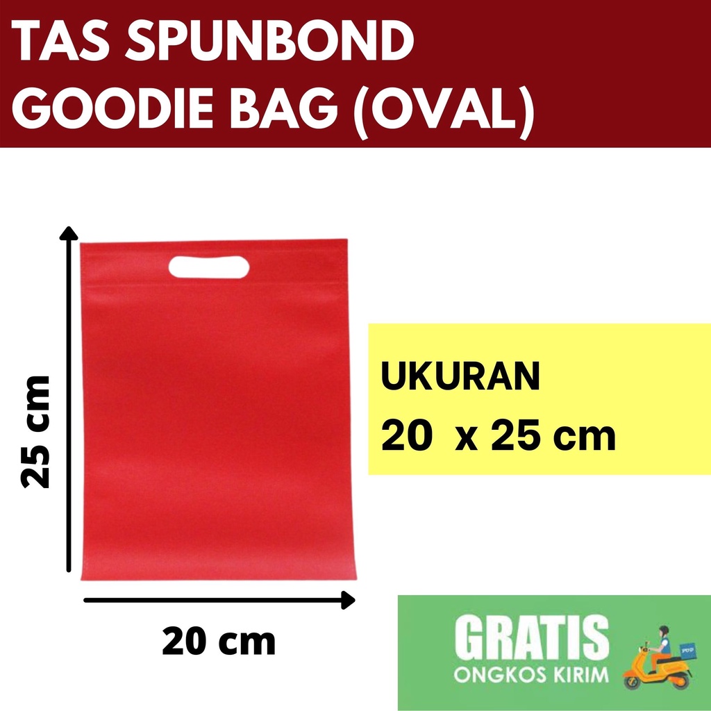 

TAS SPUNBOND OVAL GOODIEBAG 20X25 cm MERAH /Tas Belanja/Tas Ultah