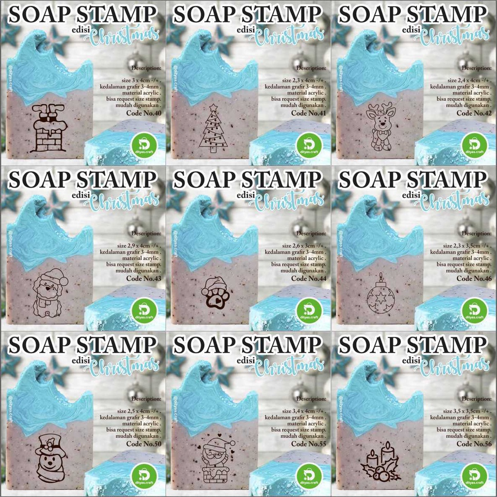 

soap stamp / stempel sabun / edisi MERRY CHRISTMAS code 40,41,42,43,44,46,50,55,56