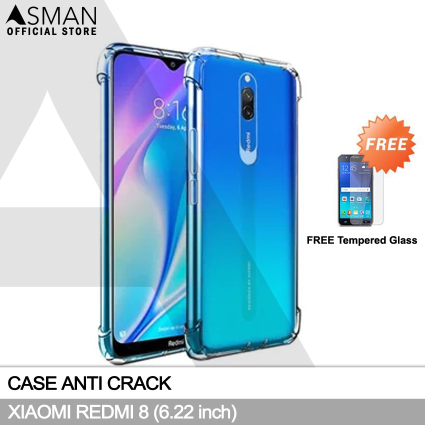 Anti Crack Xiaomi Redmi 8 (6.22&quot;) | Soft Case Anti Bentur + FREE Tempered Glass