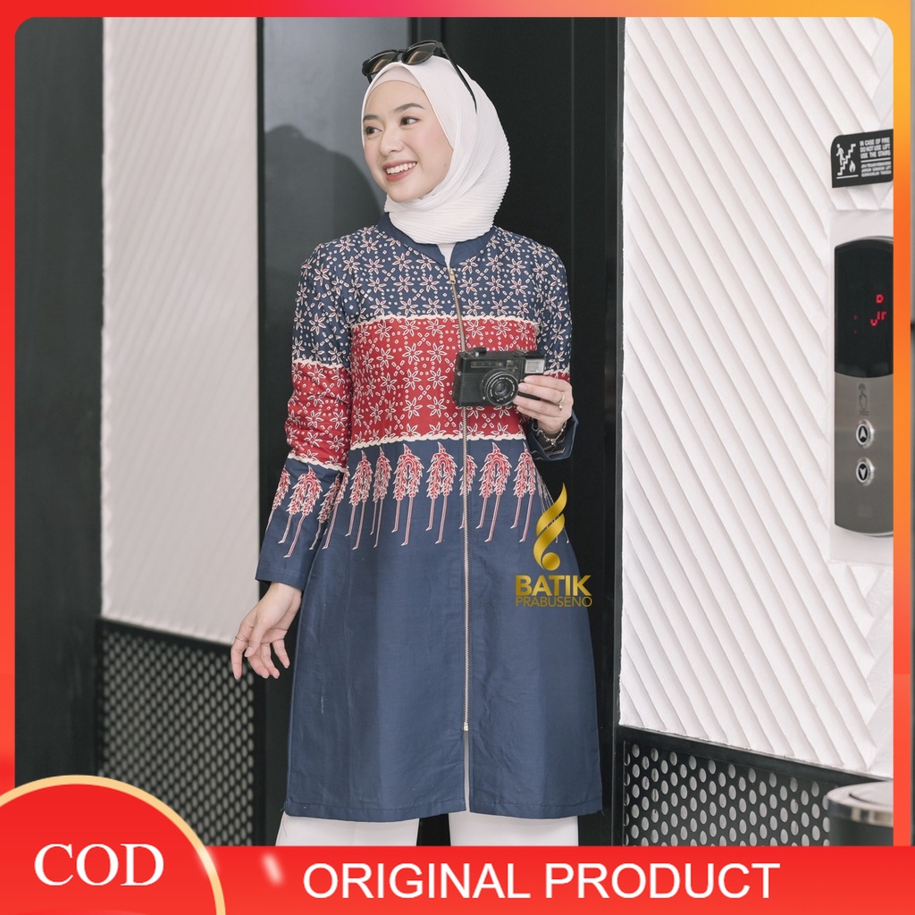 Batik Prabuseno Original Motif  Amelia Tunik Batik Wanita Lengan Panjang Terbaru 2022 Model Atasan K