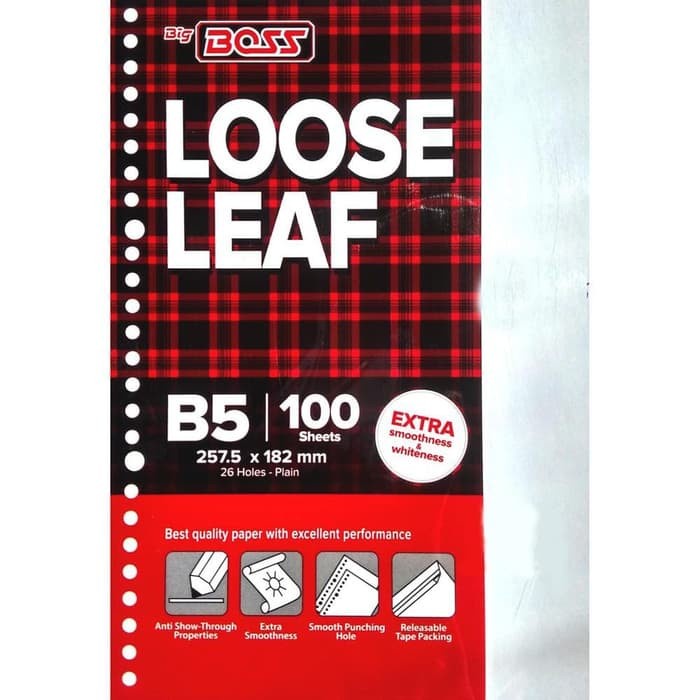 

KERTAS REFILL / ISI FILE / ISI BINDER / LOOSE LEAF B5-100 P BIG BOSS