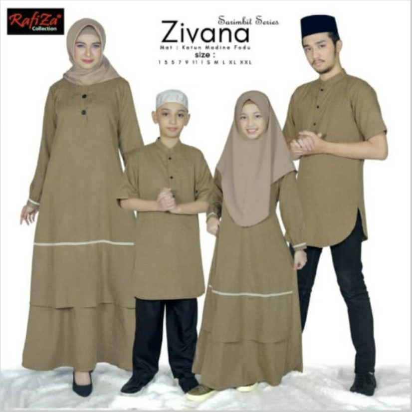 Gamis Couple Keluarga - Sarimbit Zivana - Gamis Ibu dan Anak - Bahan Kain Katun Madinah Premium