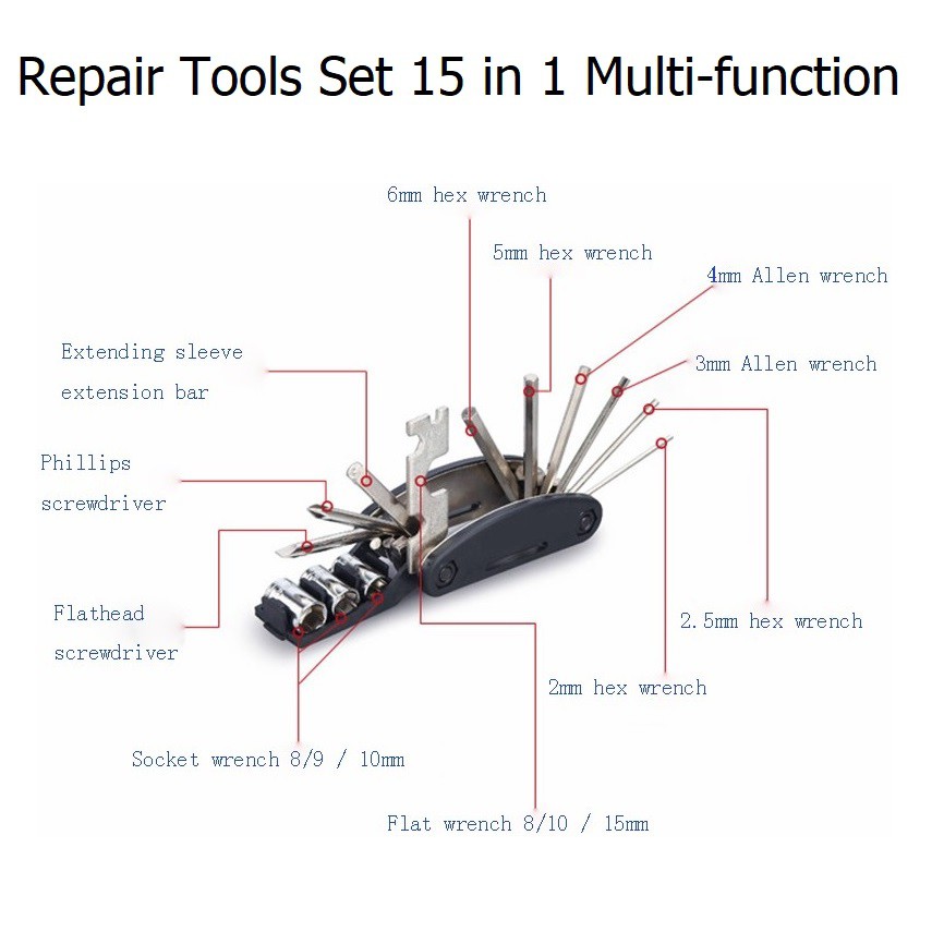 Obeng Set 15 in 1 Multi-function EDC Lipat Kunci L Repair Tool Mur