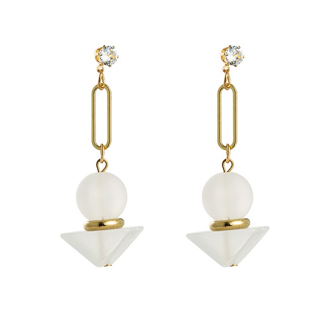 LRC Anting Tusuk Fashion White Frosted Resin Geometric Alloy Earrings K70007