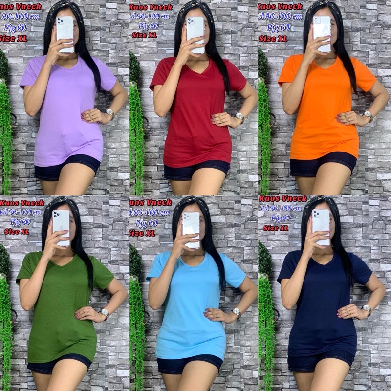 Kaos vneck spandek lengan pendek XL