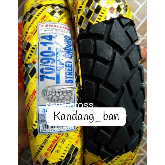 BAN TUBLES MATIC SWALLOW STREET ENDURO (SEMI CROSS)  70/90 -14 BAN BARU 100% ORIGINAL GRATIS PENTIL