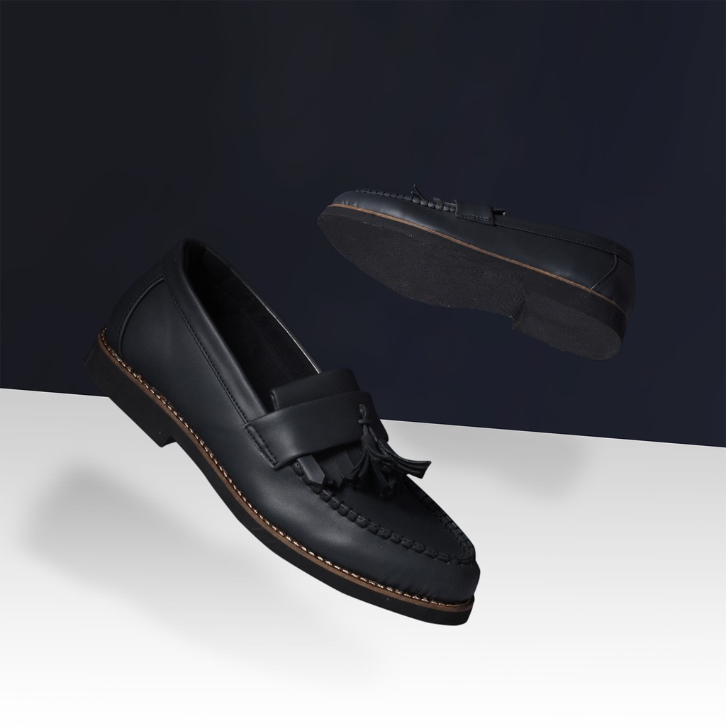 Aaron Black | Sepatu Loafer Klasik Formal Pria/Cowok/Men Loafers Original Footwear Ori | FORIND JACK