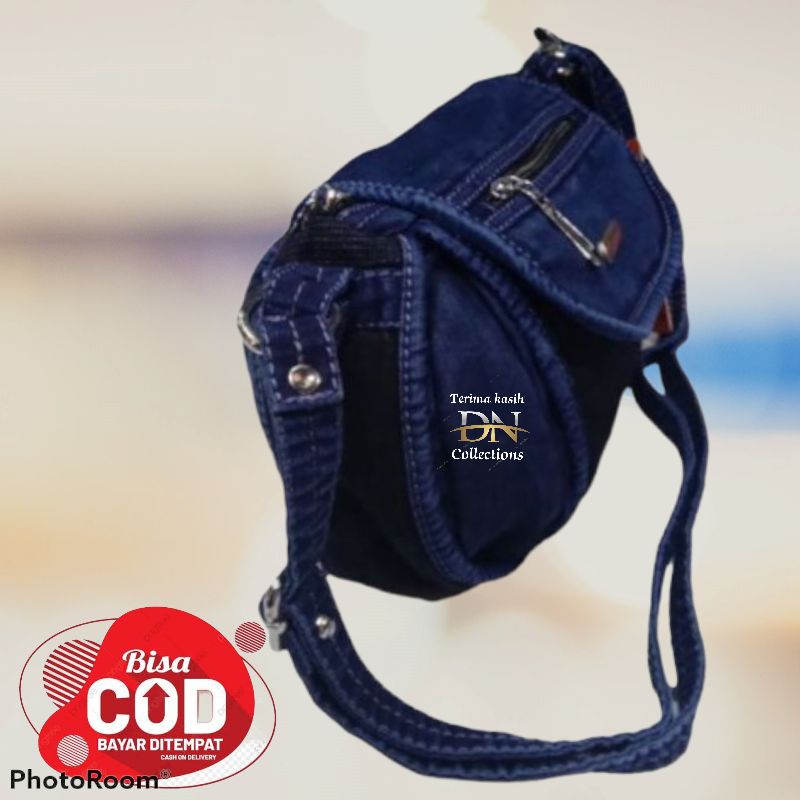 Tas slempang wanita bahan jeans ori Garnet