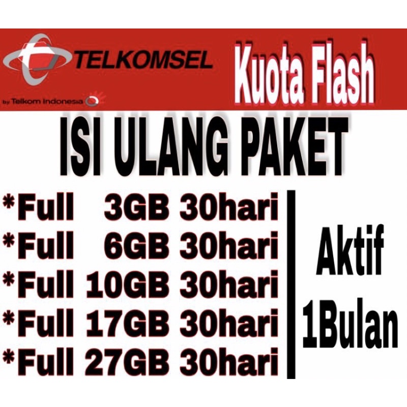 Paket data Telkomsel Flash semua zona(Full kuota utama)Simpati,As,loop murah promo