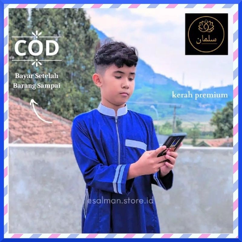 Gamis Jubah ORIGINAL Salman Usia 4-14 Tahun Rethobe Style Navy