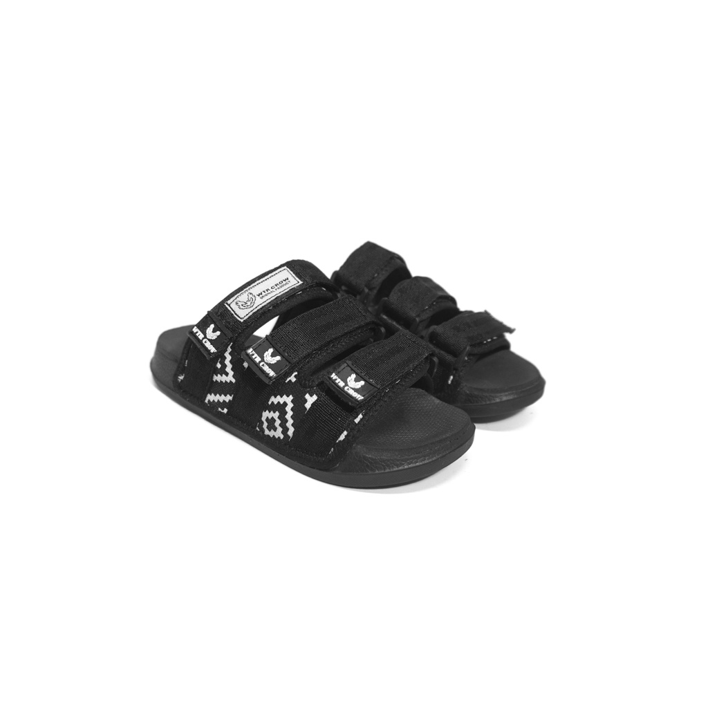 Sandal Slide Slop Anak Laki Laki Unisex Canvas Motif Batik WTR Crow Combet Kids