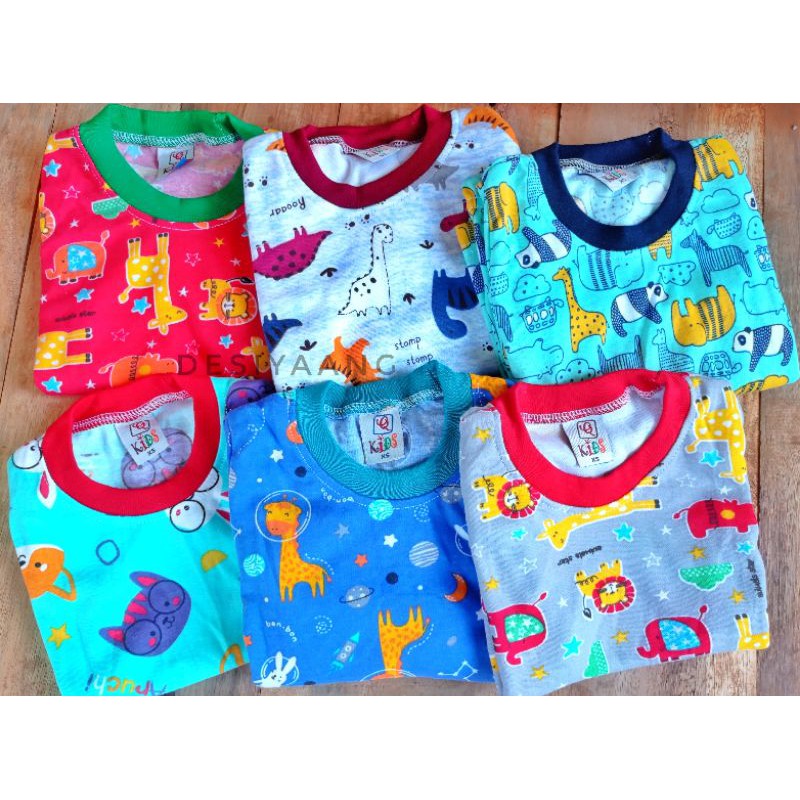 Piyama anak motif Qkids size Xs Usia 1-2 tahun Lengan Pendek Celana Panjang