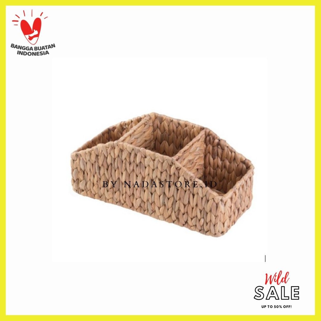 BW-003 3-SECTION WICKER STORAGE WATER HYACINTH HANDMADE BY NADASTORE