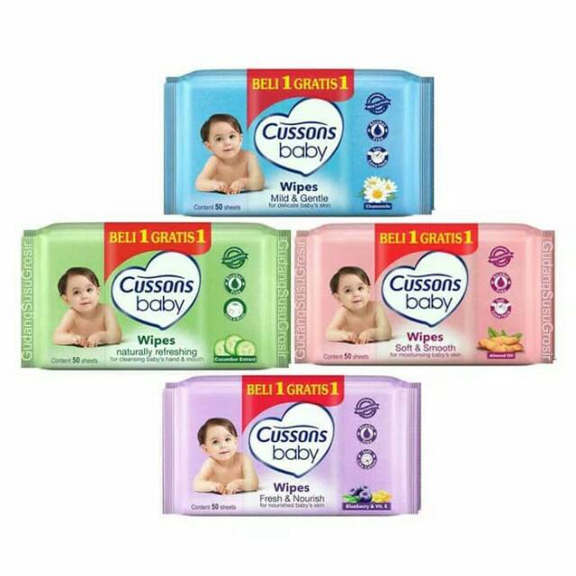 Cussons Baby Wipes 50s' Beli 1 Gratis 1